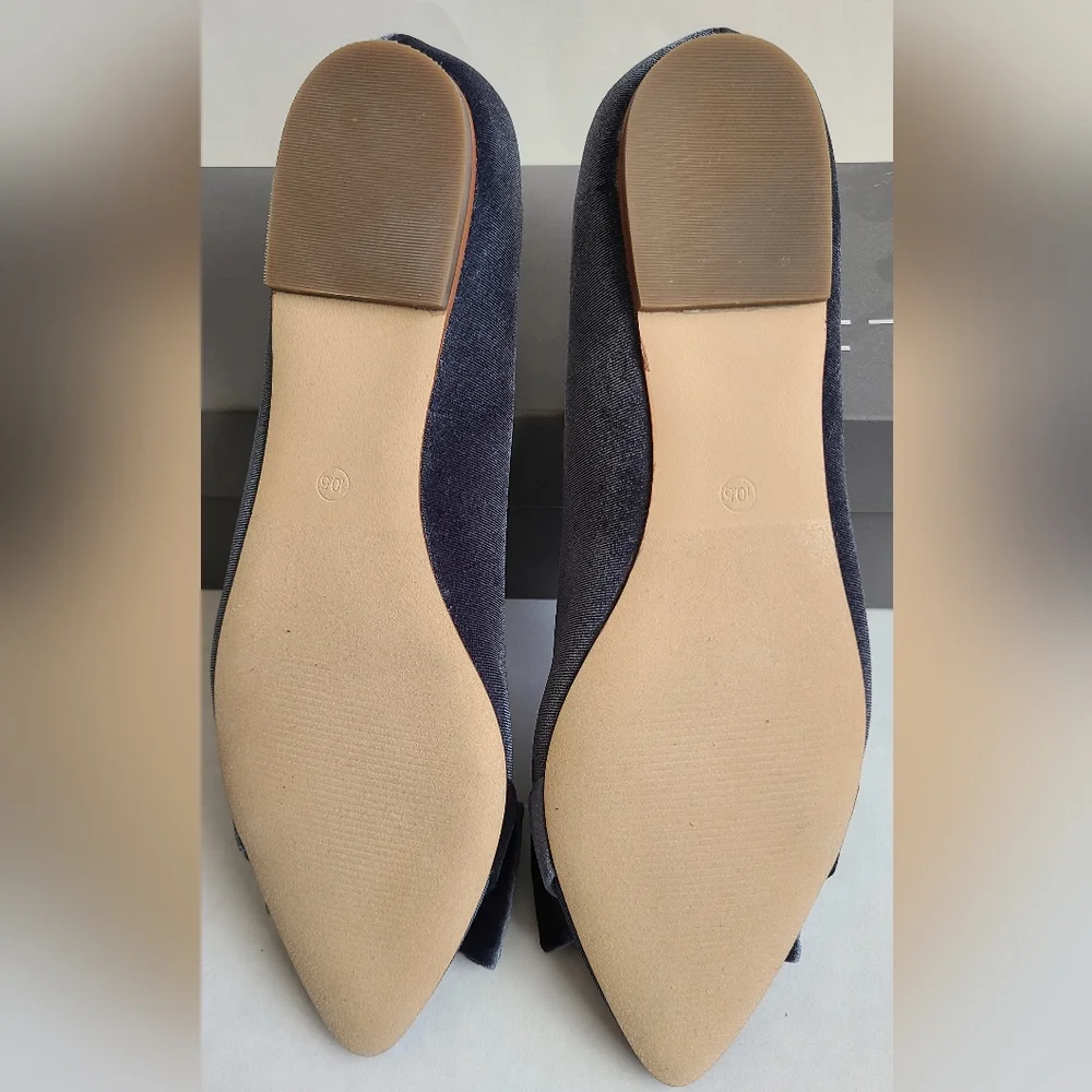 Womens velvet pointed ballet flats w/ bows - Picture 6 of 9
